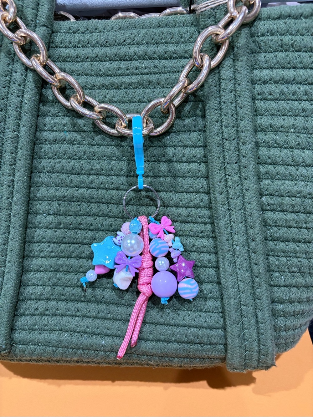 Kids Blue & Pink Charm Bag Keychain Necklace